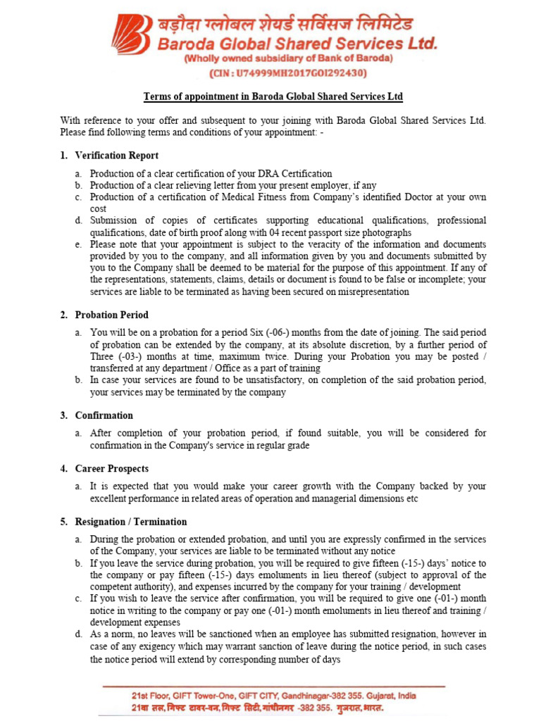 Terms of Appointment at BGSS | PDF | Private Law | Government