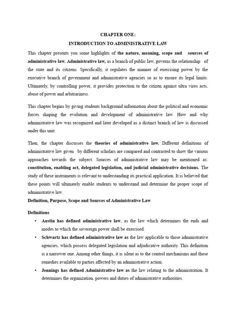 Chapter One and Two Admintrartive Law | PDF | Administrative Law ...