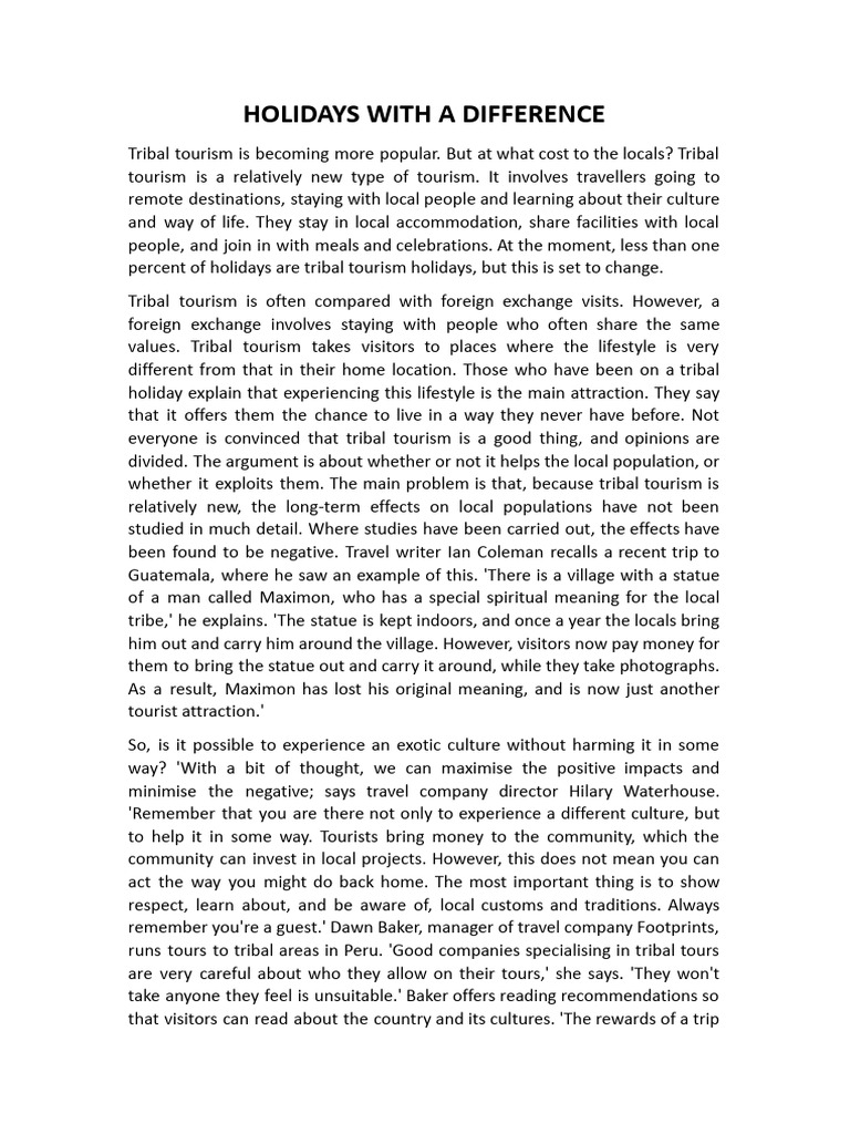 Reading test intermediate pdf tourism