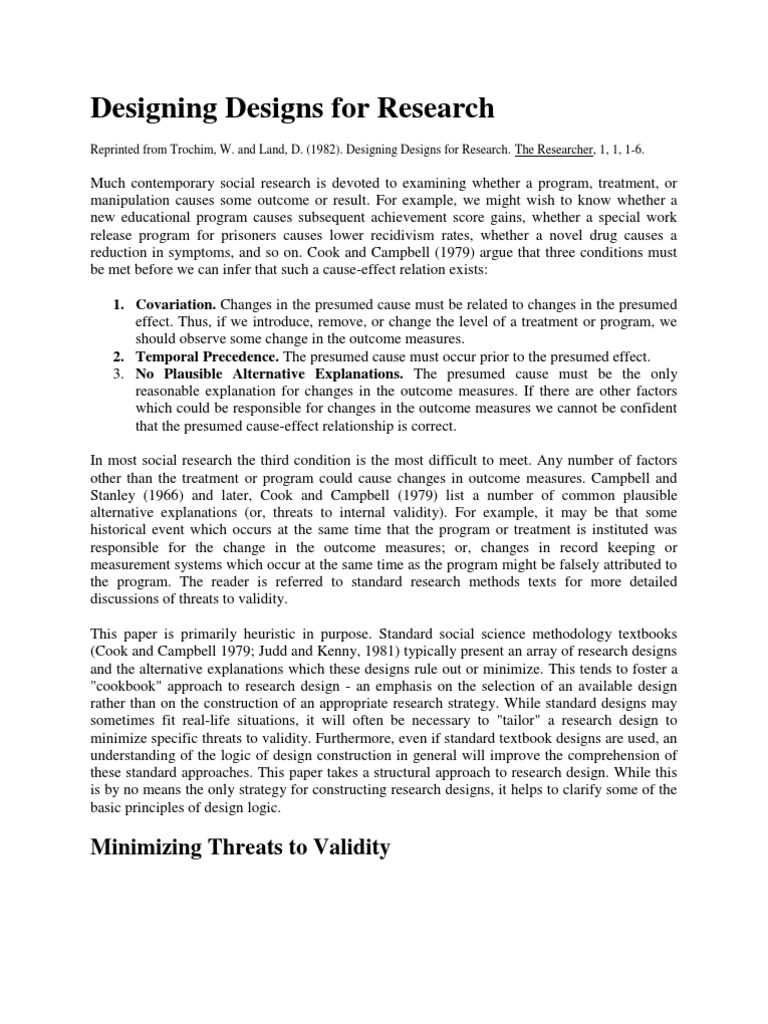 Designing Designs For Research | PDF | Causality | Research Design