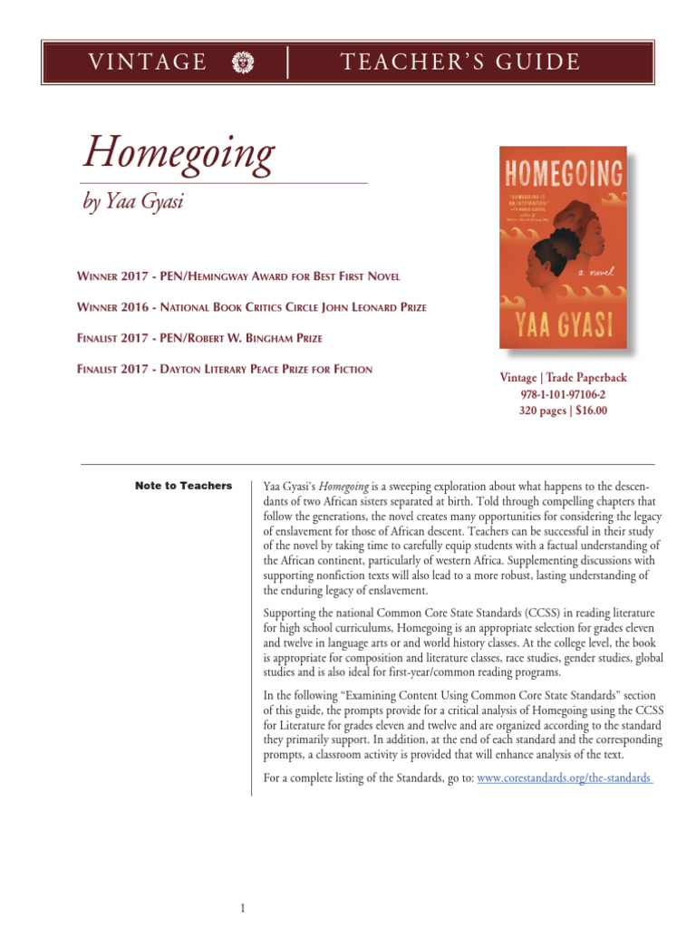 Homegoing Teaching Guide and Analysis | PDF