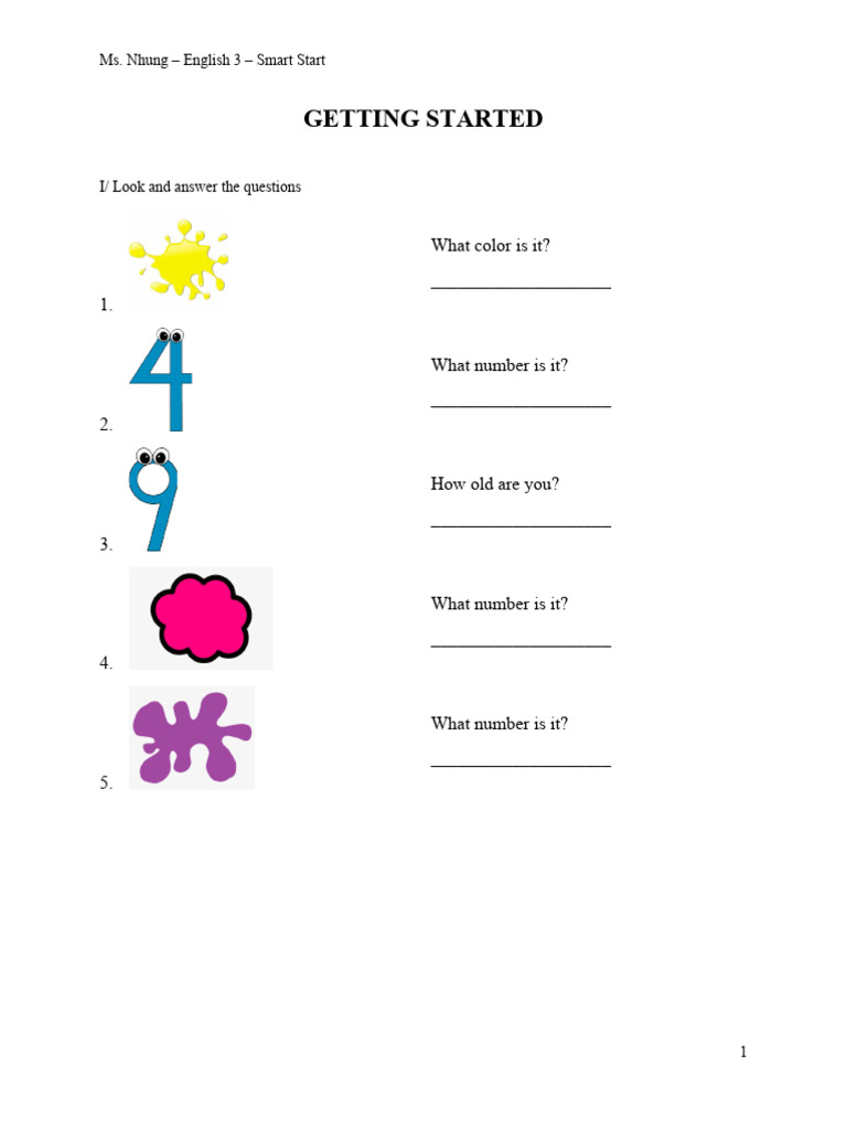 Bai Tap Tieng Anh Lop 3 Smart Start Unit Getting Started | PDF ...