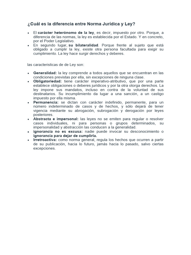 Diferencias entre Norma Jurídica y Ley | PDF | Derecho