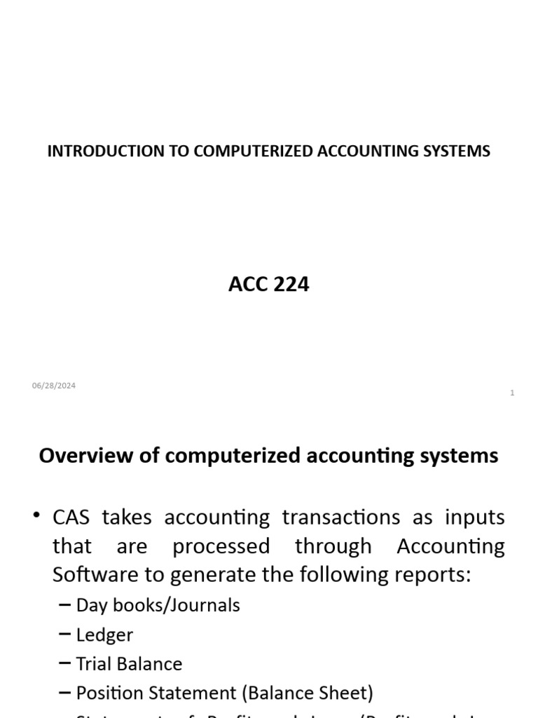 Introduction to Computerized Accounting Systems | PDF | Information ...