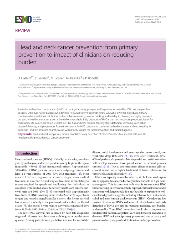 Head and Neck Cancer Prevention | PDF | Head And Neck Cancer | Cancer