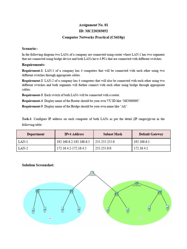 LAN Configuration and Connectivity Task | PDF