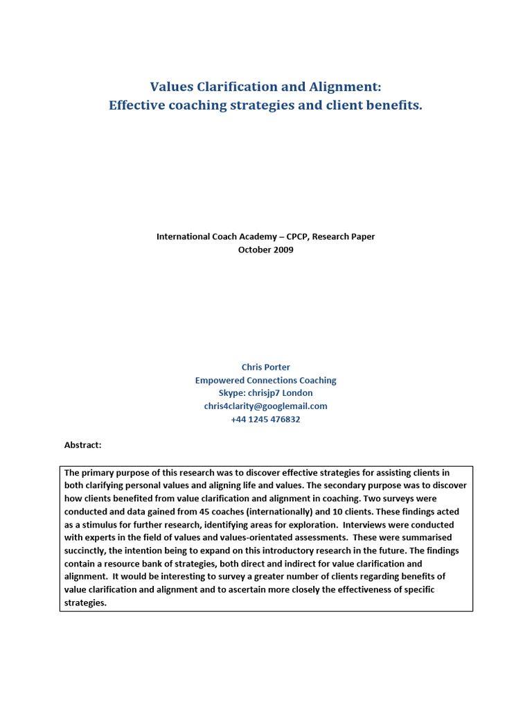 Values Clarification in Coaching Strategies | PDF | Leadership | Goal ...