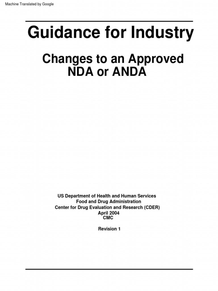 Changes To An Approved NDA or ANDA | PDF | Food And Drug Administration ...