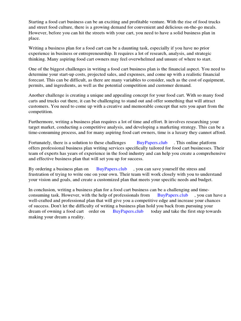 Food Carts Business Plan PDF Marketing Business