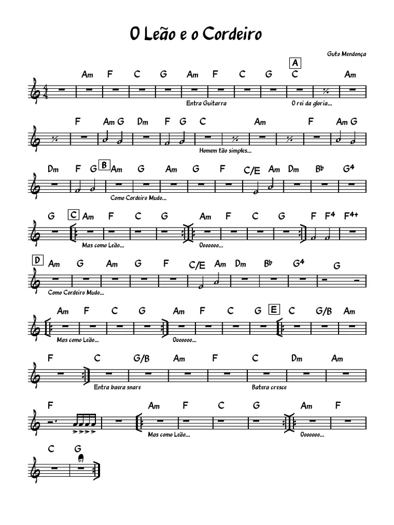 O Leão e o Cordeiro - Cifras e Letra | PDF