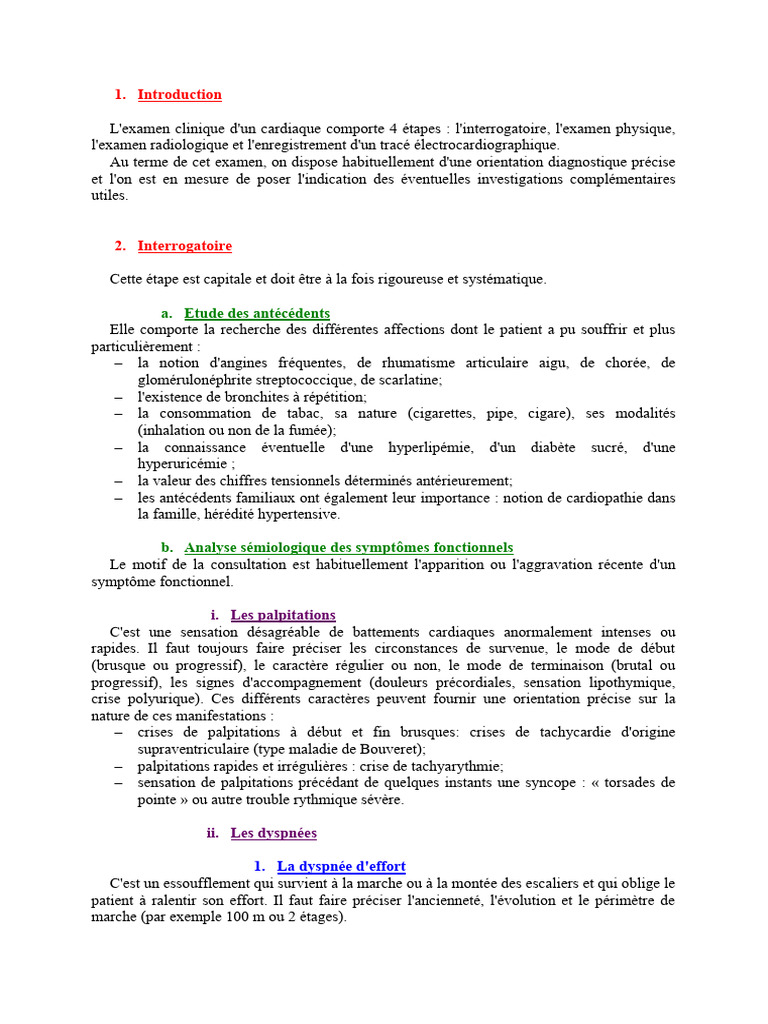Examen clinique cardiaque : étapes et symptômes | PDF | Maladies ...