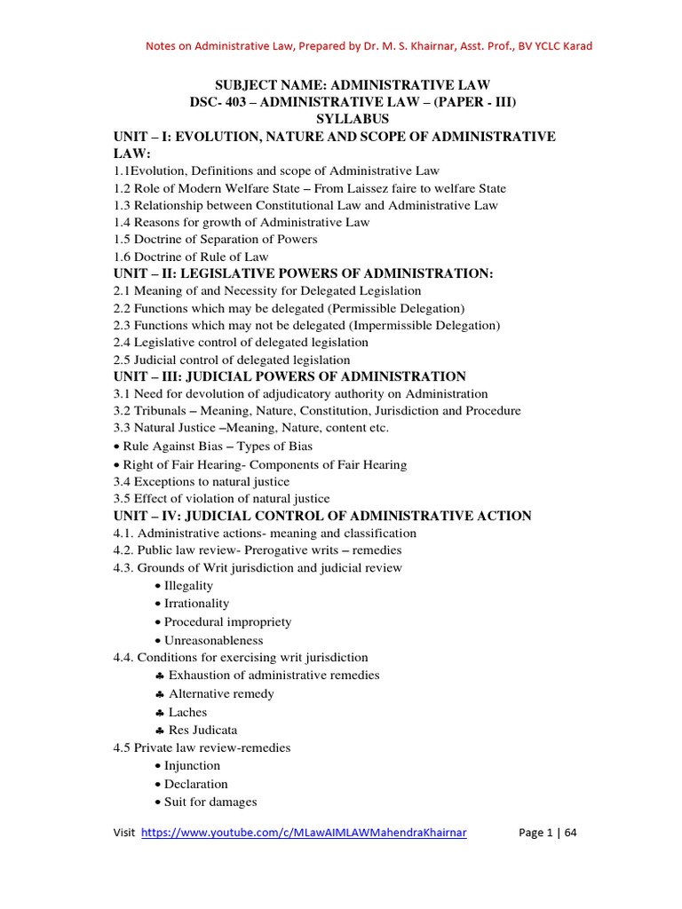 Administrative Law Pdf Administrative Law Separation Of Powers