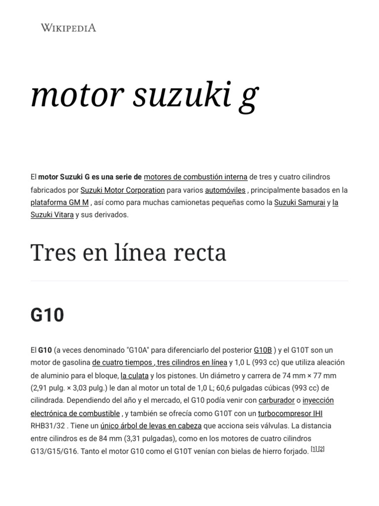 Motor Suzuki G10: Especificaciones y Aplicaciones | PDF | Propulsión ...