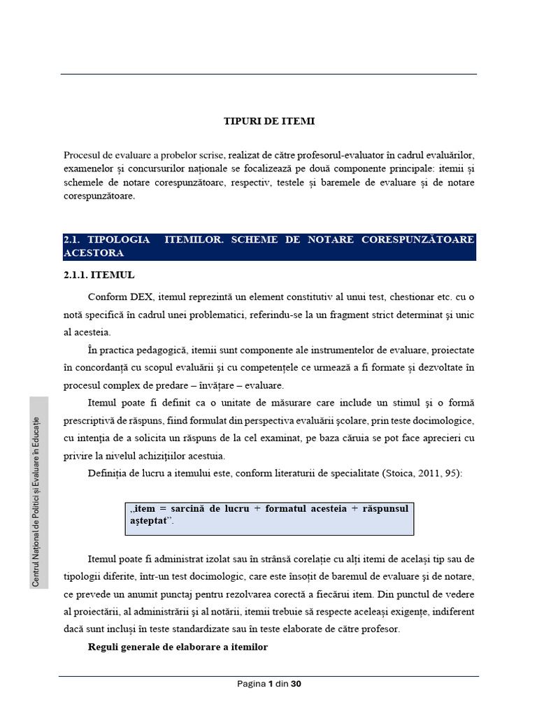 Tipuri de Itemi | PDF