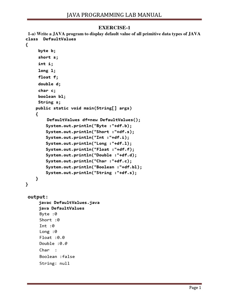 Java Programming Lab Exercises Guide | PDF | Integer (Computer Science ...