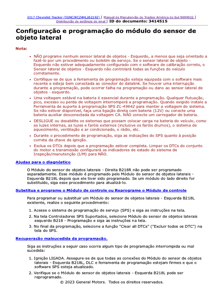 Configuração e Programação Do Módulo Do Sensor de Objeto Lateral | PDF