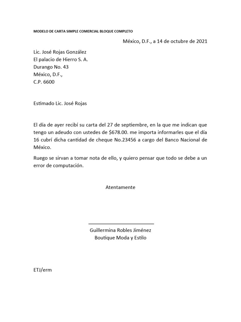 Carta Simple Con Aviso De Anexoscarta De Aviso Ejemplo
