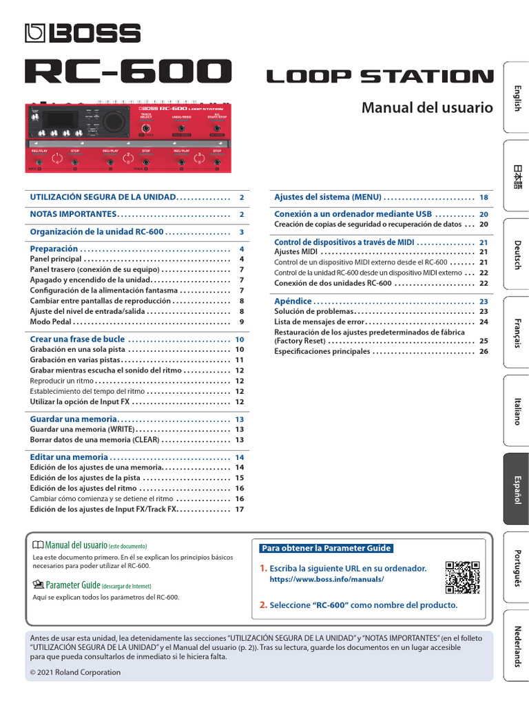 Manual del usuario RC-600 | PDF | USB | Micrófono