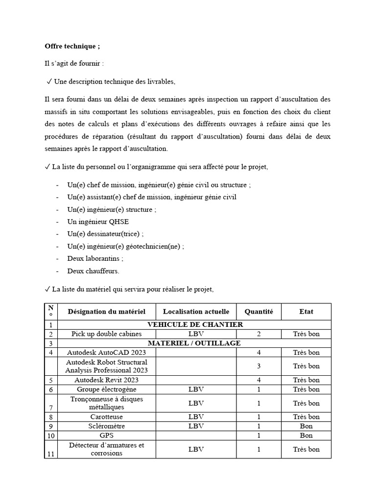 Offre technique pour projet de génie civil | PDF | Autodesk | Ingénierie