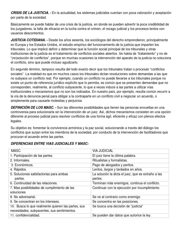 Crisis de la Justicia y Mecanismos Alternativos | PDF | Las emociones ...