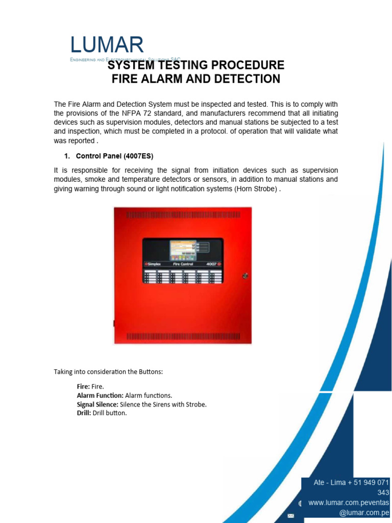 Fire Detection and Alarm System Testing Procedure | PDF | Equipment