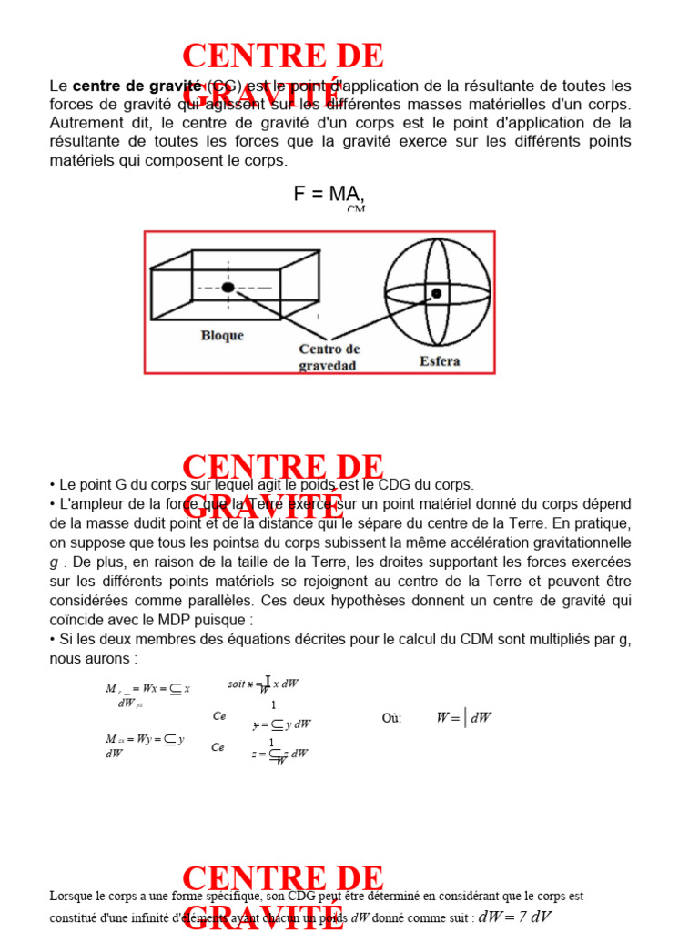 Centre de Gravité et Propriétés Associées | PDF | Centre d'inertie ...