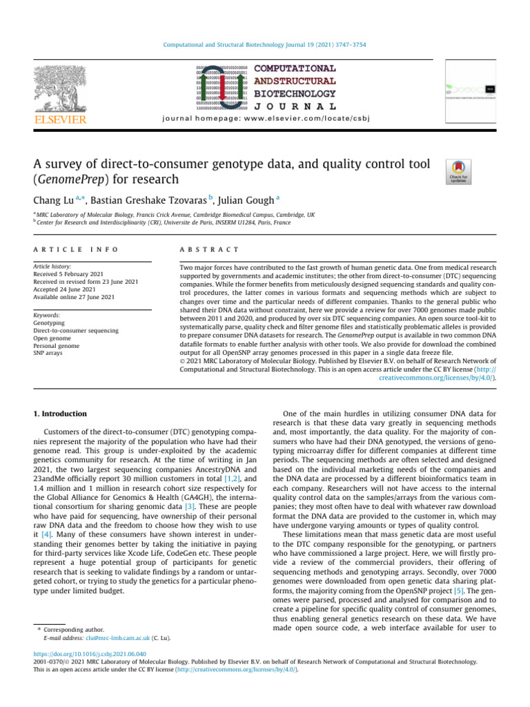 A Survey of Direct-To-Consumer Genotype Data, and Quality Control Tool ...