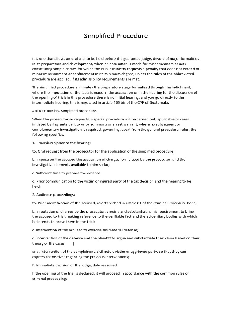 Simplified Procedure | Download Free PDF | Prosecutor | Trials