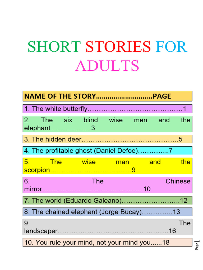 Short Stories for Adults Collection | PDF | Elephant | Dream