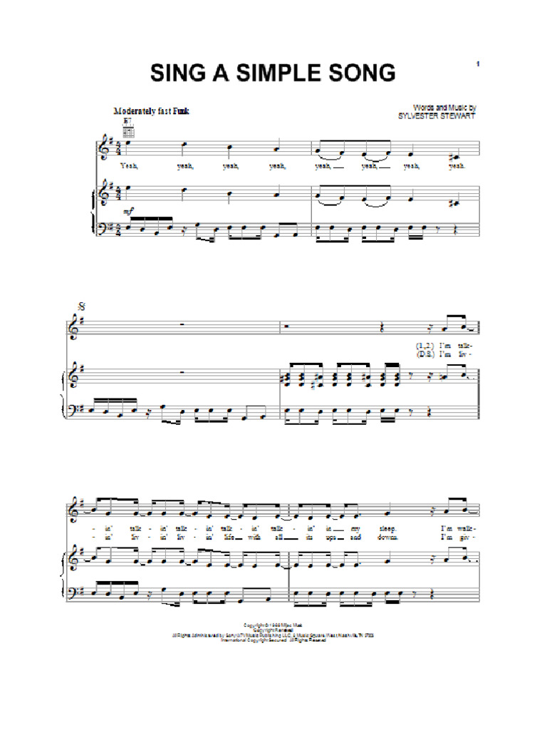 Sly the family stone sing a simple song musicnotes thumbnail pdf