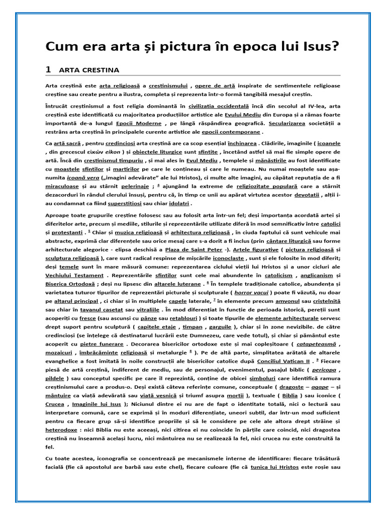Cum Era Arta Și Pictura În Epoca Lui Isus | PDF