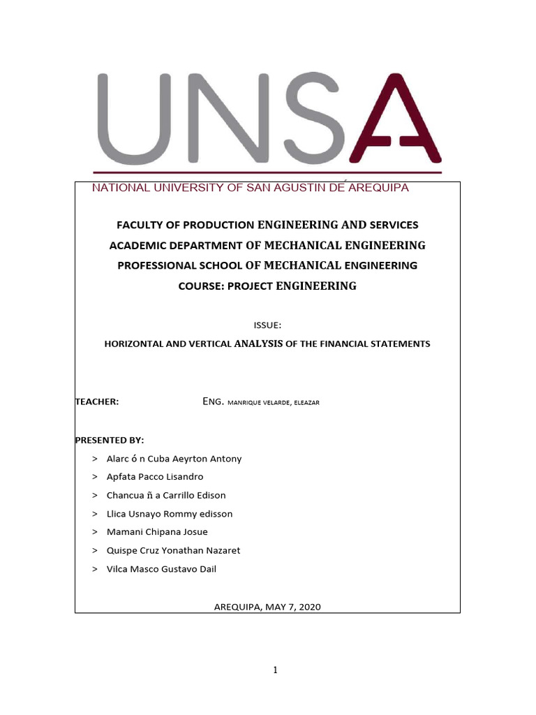 Vertical and horizontal analysis aceros arequipa final download free