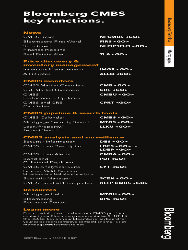 Bloomberg CMBS Cheat Sheet | PDF