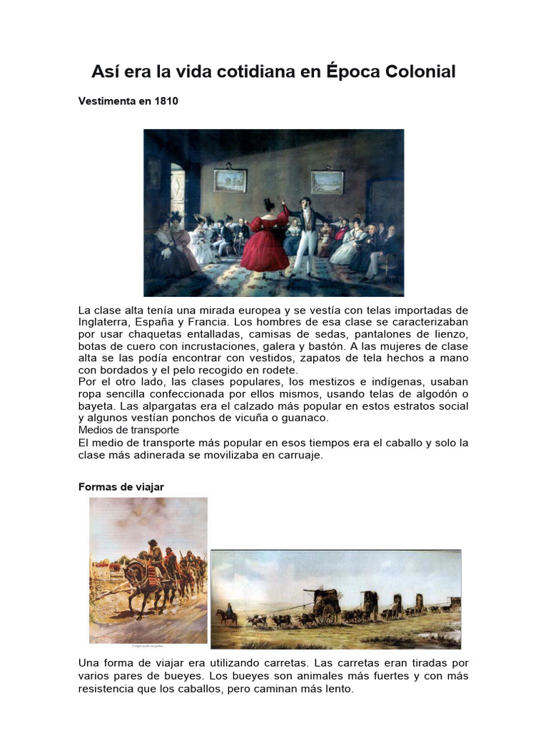 Vida Cotidiana en la Época Colonial | PDF | Alimentos
