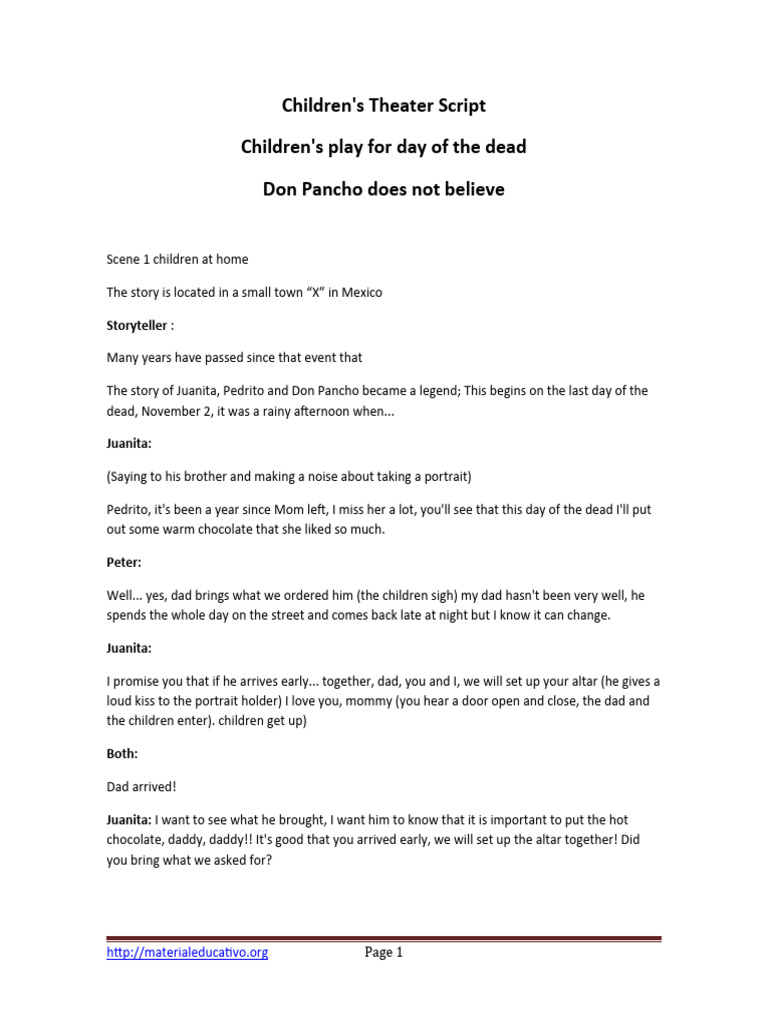 Day of the Dead Children's Play Script | PDF
