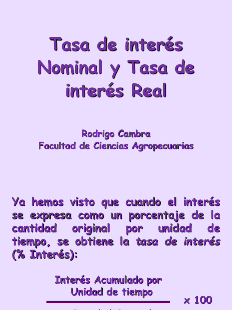 Tasa de Interés Real Vs Nominal 2020 | PDF | Interés compuesto | Tasas ...