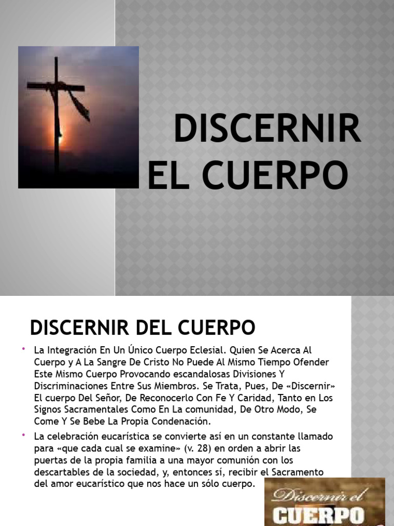 Discernir El Cuerpo - PPTX Merly | PDF | eucaristía | Familia