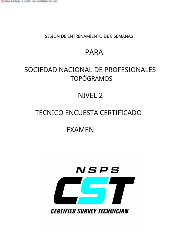 CST LEVEL 2 TRAINING - En.es | PDF | Topografía | Metodología de encuesta