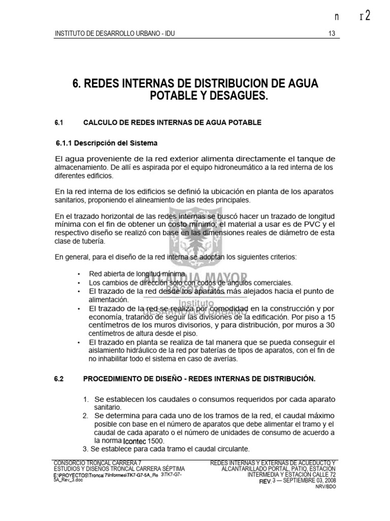 Diseño de Redes de Agua y Desagüe | PDF | Red de abastecimiento de agua ...