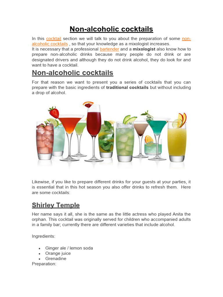 Non-Alcoholic Cocktails | PDF | Cocktails | Bartender