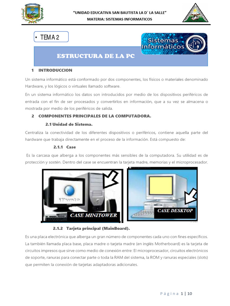 Sistemas Inf Tema 2 (1ROS) | PDF | Hardware de la computadora ...