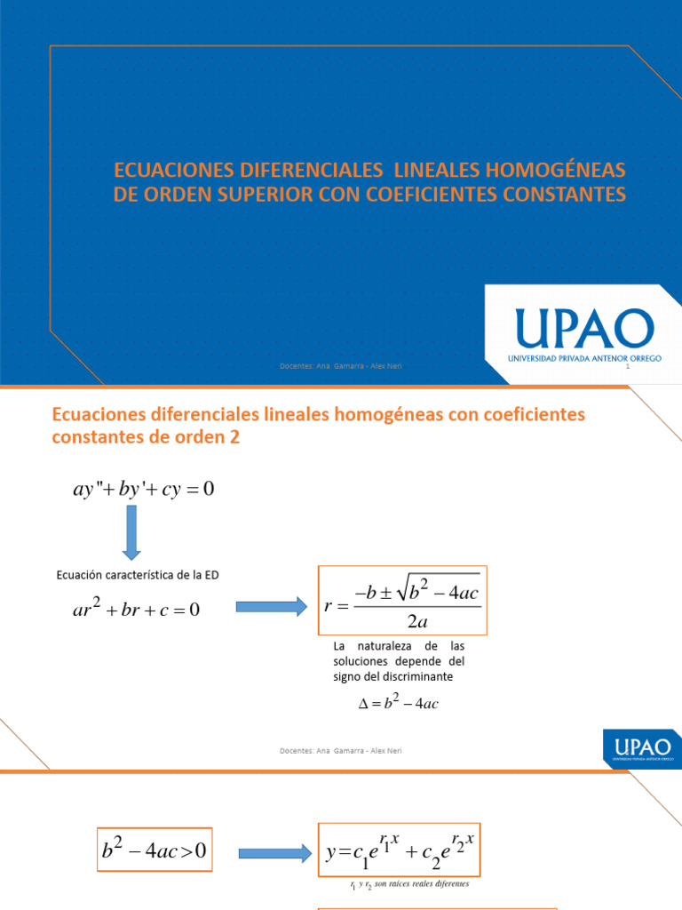 Ecuaciones Diferenciales Lineales Homogéneas | PDF | Ecuaciones ...