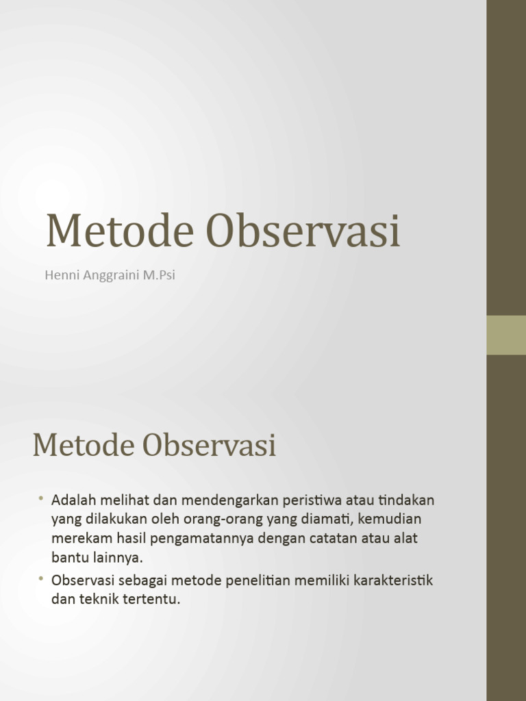 Metode dan Teknik Observasi Penelitian | PDF