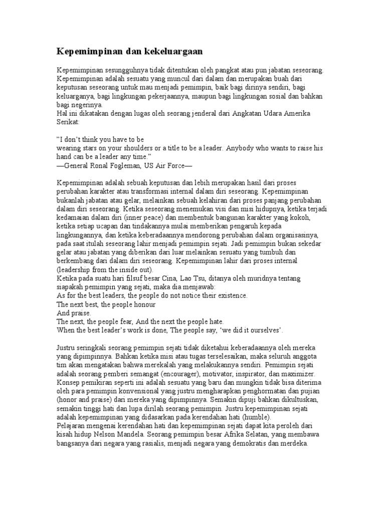 Esai Tentang Kepemimpinan