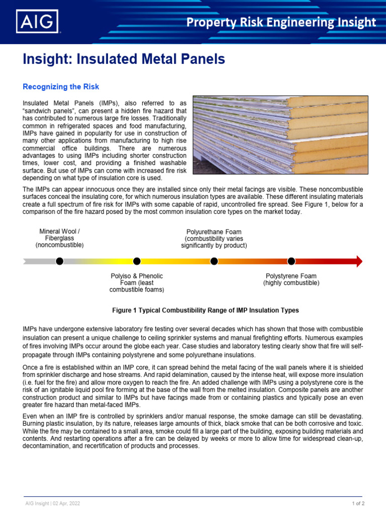 Insulated Metal Sandwich Panel Aig | PDF | Fires | Thermal Insulation