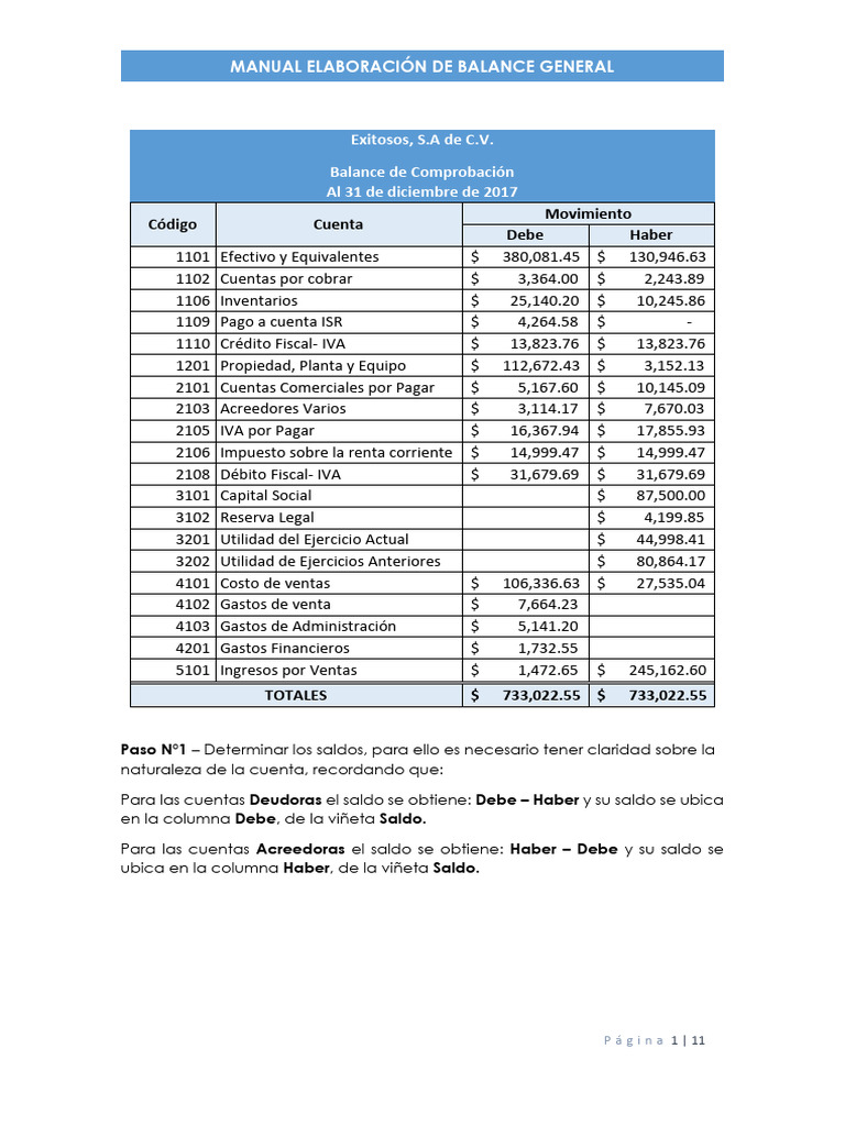 Manual Elaboración de Balance General | PDF | Contabilidad | Estado de ...
