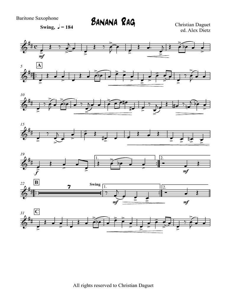 Banana Rag - Baritone Saxophone | PDF