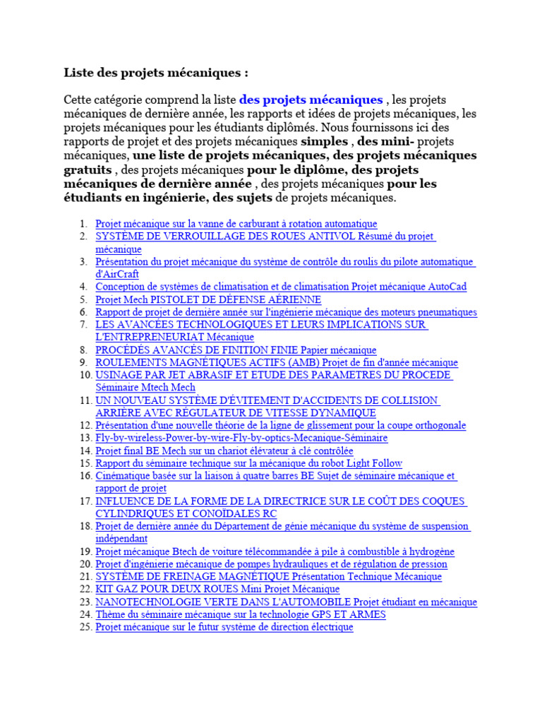 Projets Mécaniques pour Étudiants | PDF | Voitures | Frein