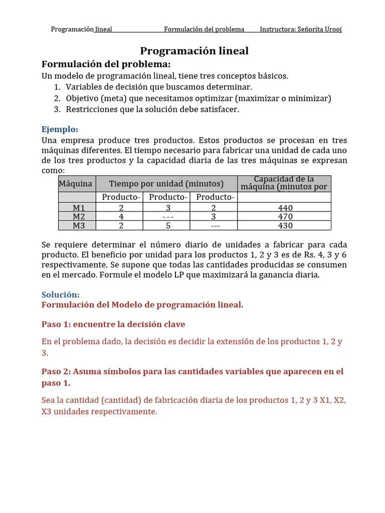 Formulación de Problemas de Programación Lineal | PDF | Programación lineal