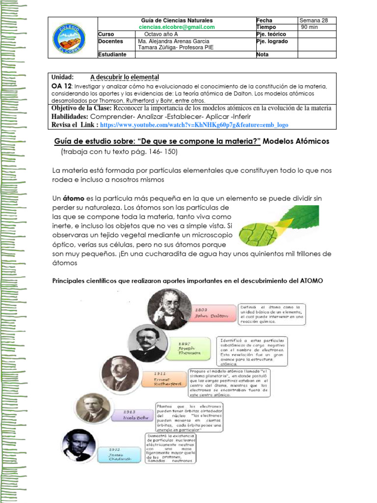 Guia Ciencias 28 Pdf átomos Importar